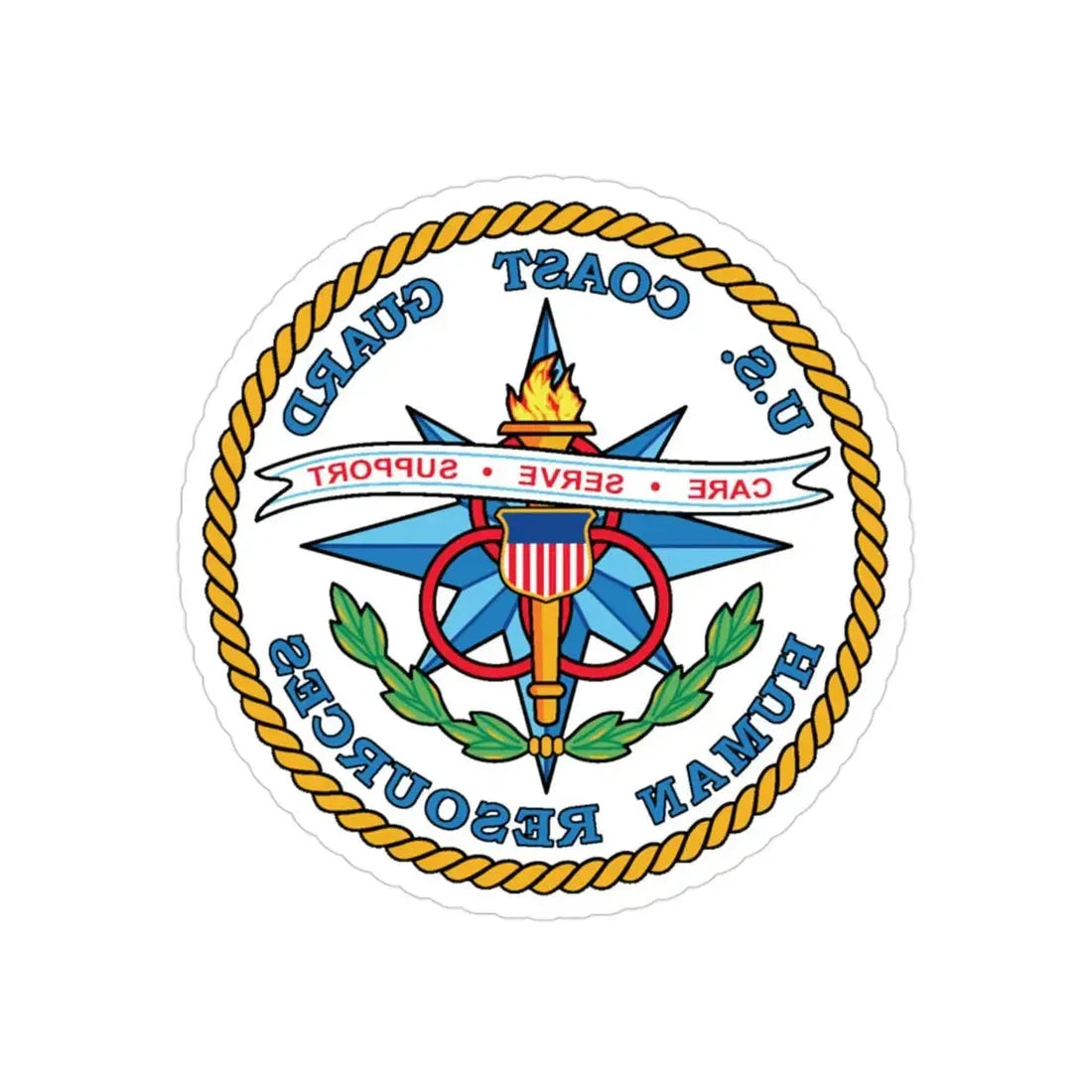 USCG Human Resources (U.S. Coast Guard) REVERSE PRINT Transparent Die-Cut STICKER 3 Inch Die-Cut Transparent - The Sticker Space