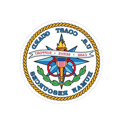 USCG Human Resources (U.S. Coast Guard) REVERSE PRINT Transparent Die-Cut STICKER 3 Inch Die-Cut Transparent - The Sticker Space