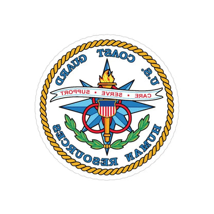 USCG Human Resources (U.S. Coast Guard) REVERSE PRINT Transparent Die-Cut STICKER 4 Inch Die-Cut Transparent - The Sticker Space