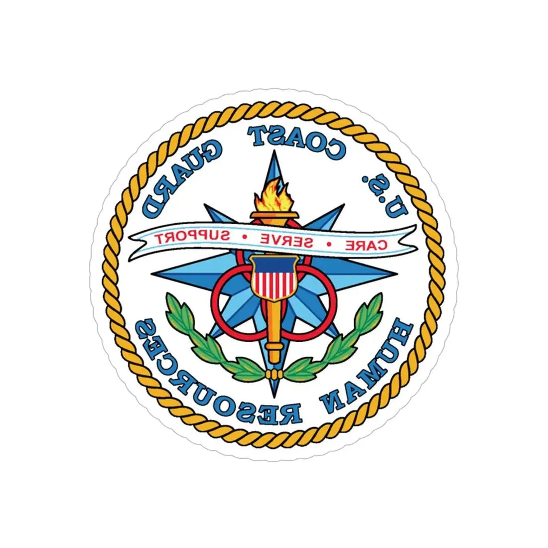 USCG Human Resources (U.S. Coast Guard) REVERSE PRINT Transparent Die-Cut STICKER 5 Inch Die-Cut Transparent - The Sticker Space