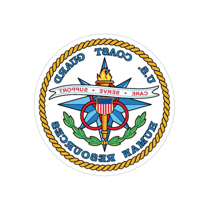 USCG Human Resources (U.S. Coast Guard) REVERSE PRINT Transparent Die-Cut STICKER 5 Inch Die-Cut Transparent - The Sticker Space