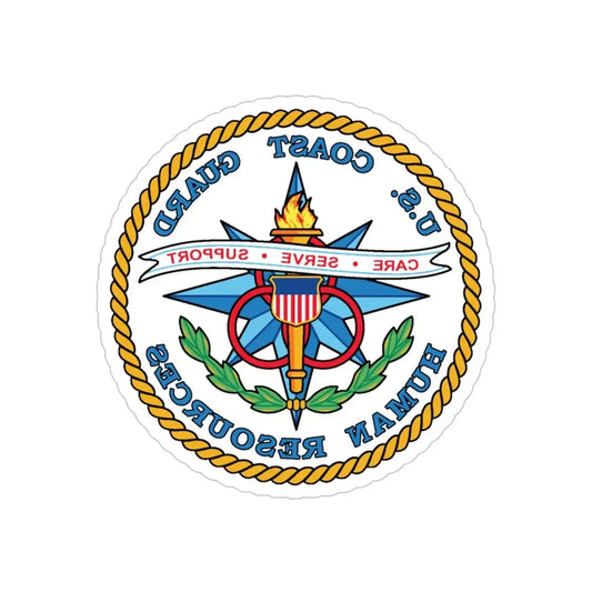 USCG Human Resources (U.S. Coast Guard) REVERSE PRINT Transparent Die-Cut STICKER 6 Inch Die-Cut Transparent - The Sticker Space