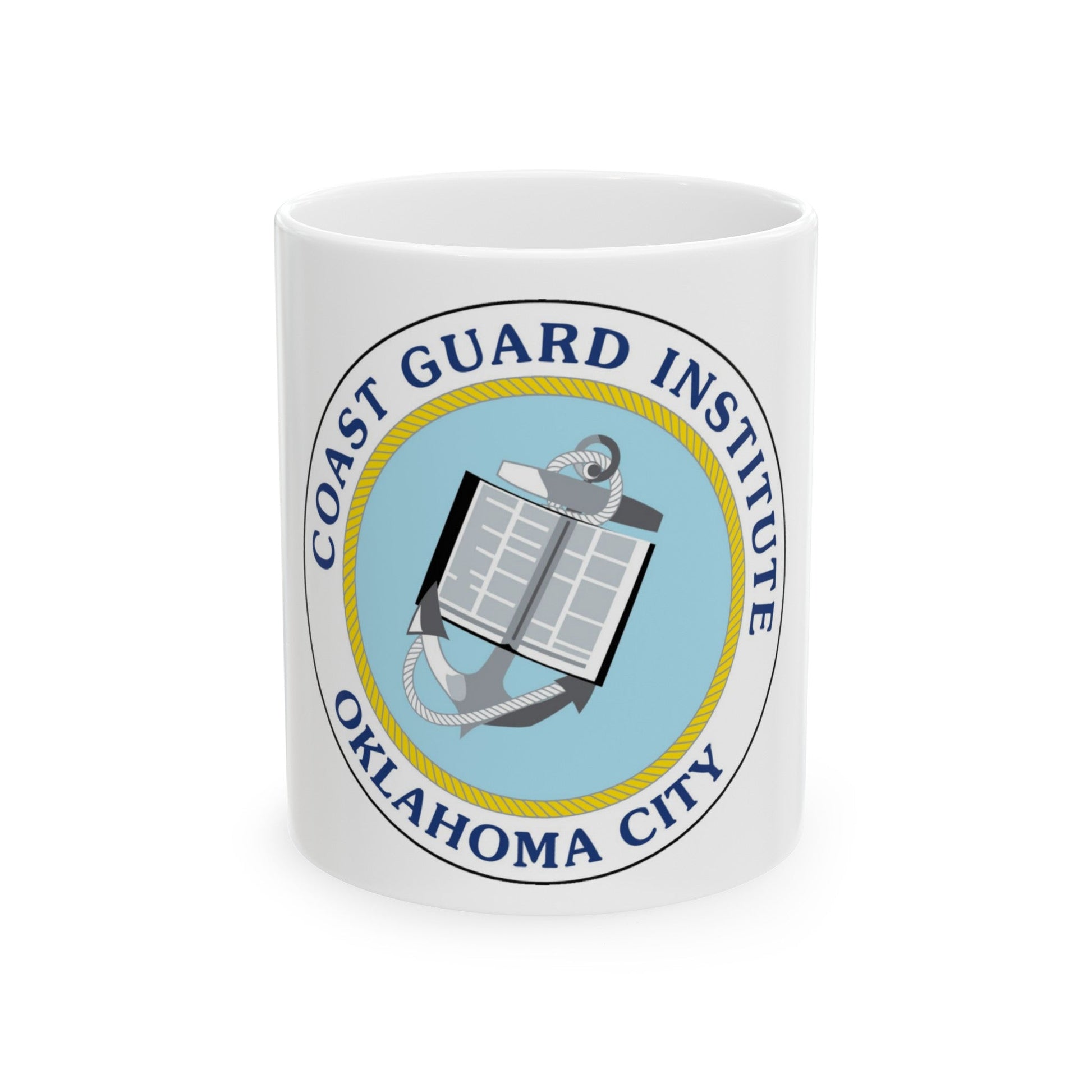 USCG Institute Oklahoma City 2 (U.S. Coast Guard) White Coffee Mug-11oz-The Sticker Space