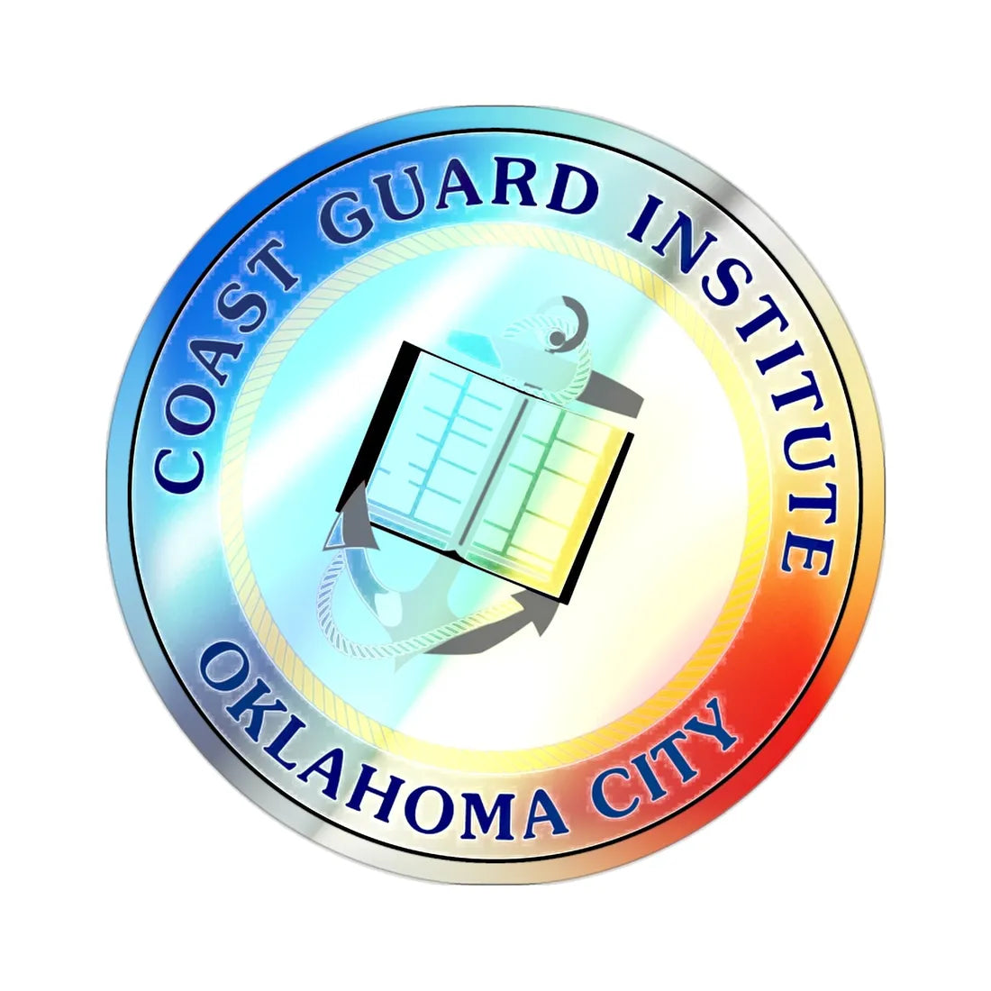 USCG Institute Oklahoma City 2 (U.S. Coast Guard) Holographic STICKER Die-Cut Vinyl Decal 2 Inch Holographic - The Sticker Space