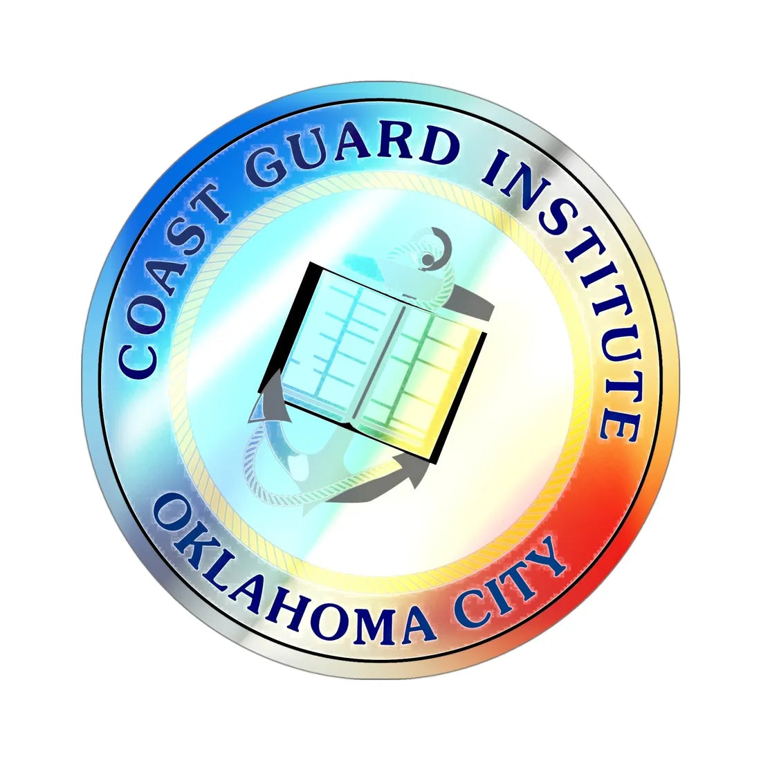 USCG Institute Oklahoma City 2 (U.S. Coast Guard) Holographic STICKER Die-Cut Vinyl Decal 4 Inch Holographic - The Sticker Space
