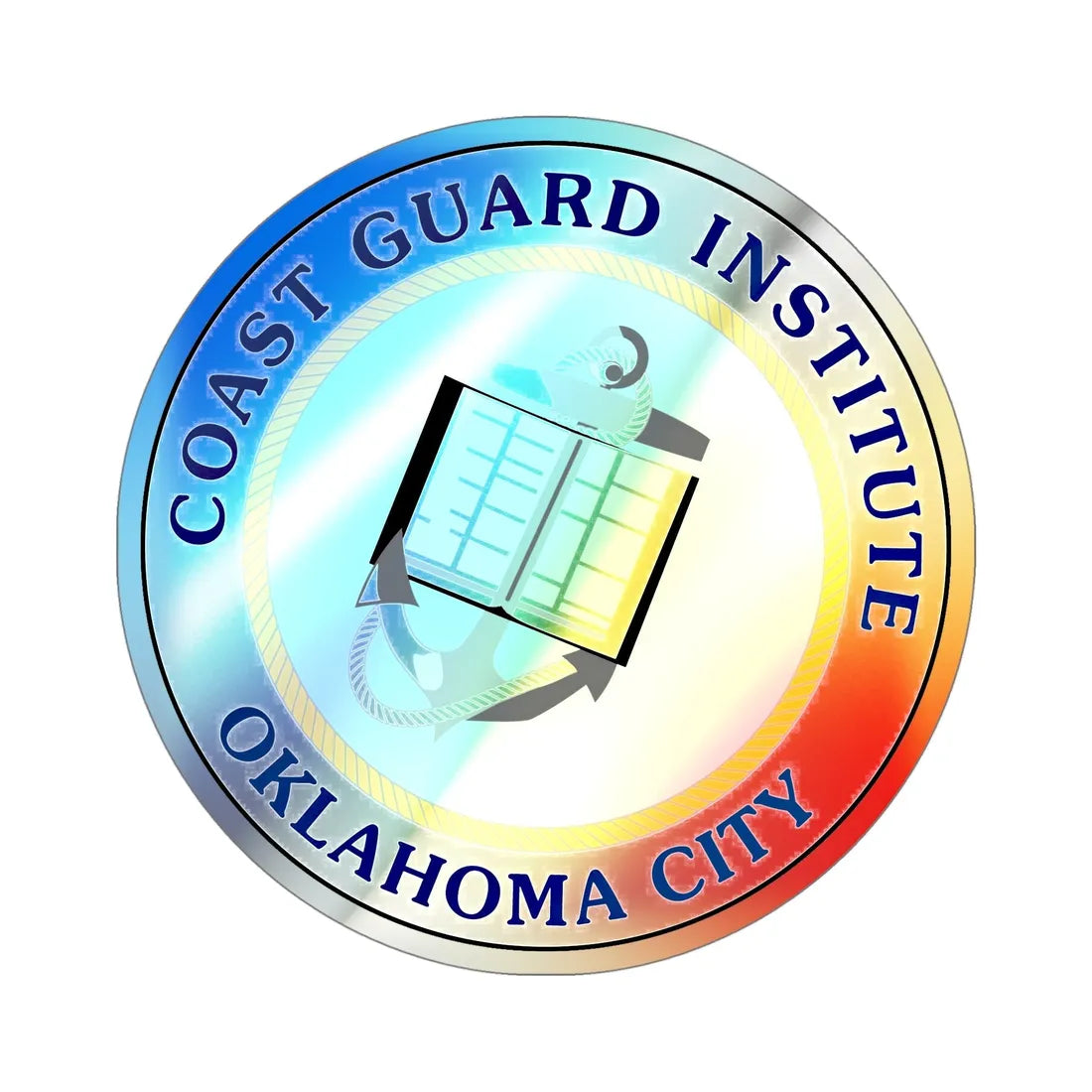 USCG Institute Oklahoma City 2 (U.S. Coast Guard) Holographic STICKER Die-Cut Vinyl Decal 5 Inch Holographic - The Sticker Space