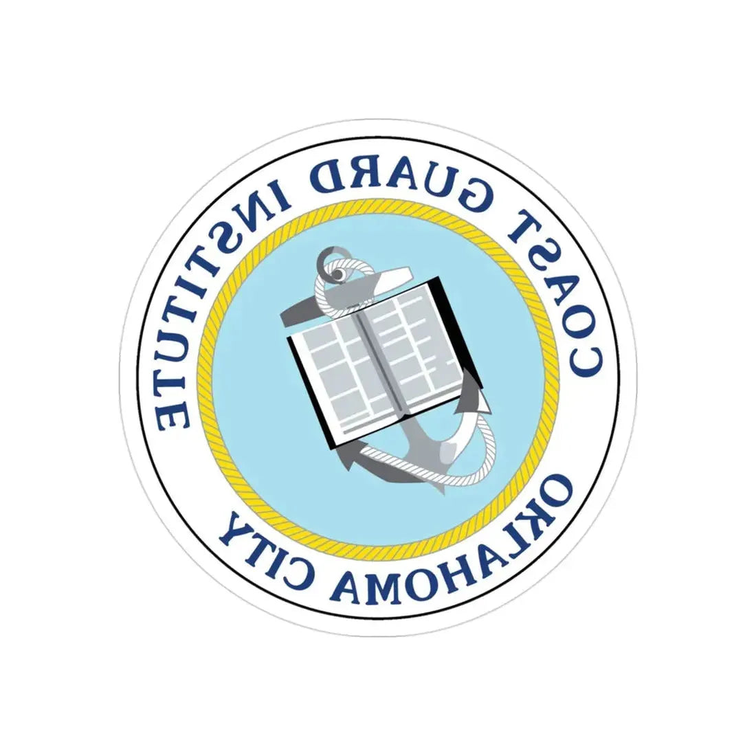 USCG Institute Oklahoma City 2 (U.S. Coast Guard) REVERSE PRINT Transparent Die-Cut STICKER 3 Inch Die-Cut Transparent - The Sticker Space