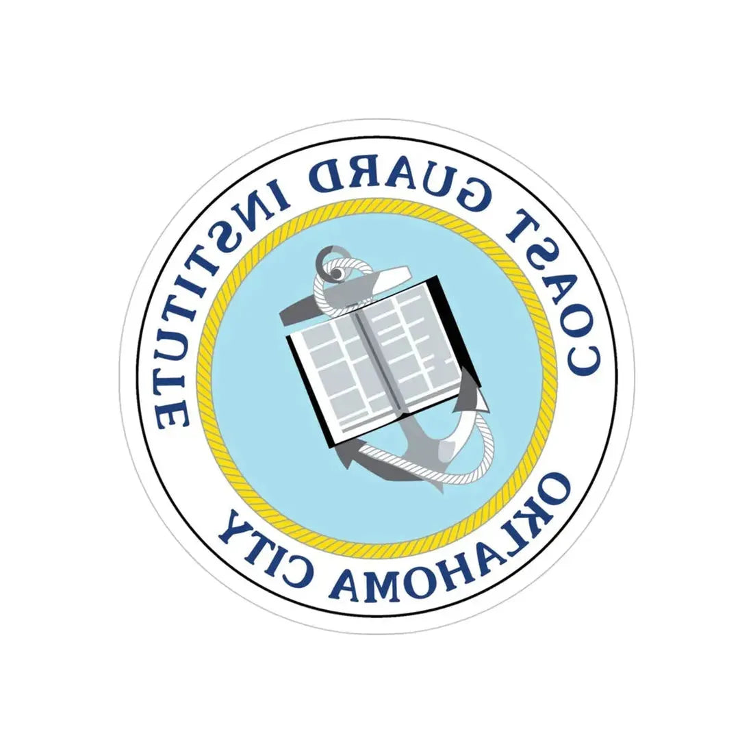 USCG Institute Oklahoma City 2 (U.S. Coast Guard) REVERSE PRINT Transparent Die-Cut STICKER 4 Inch Die-Cut Transparent - The Sticker Space