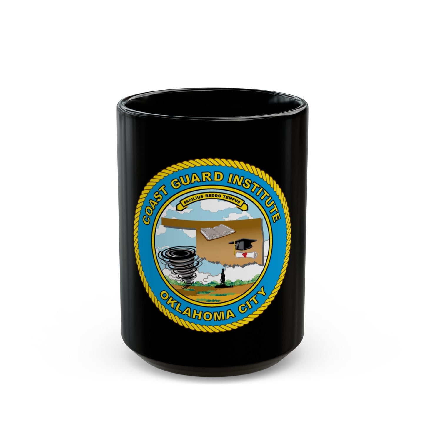 USCG Institute Oklahoma City (U.S. Coast Guard) Black Coffee Mug-15oz-The Sticker Space