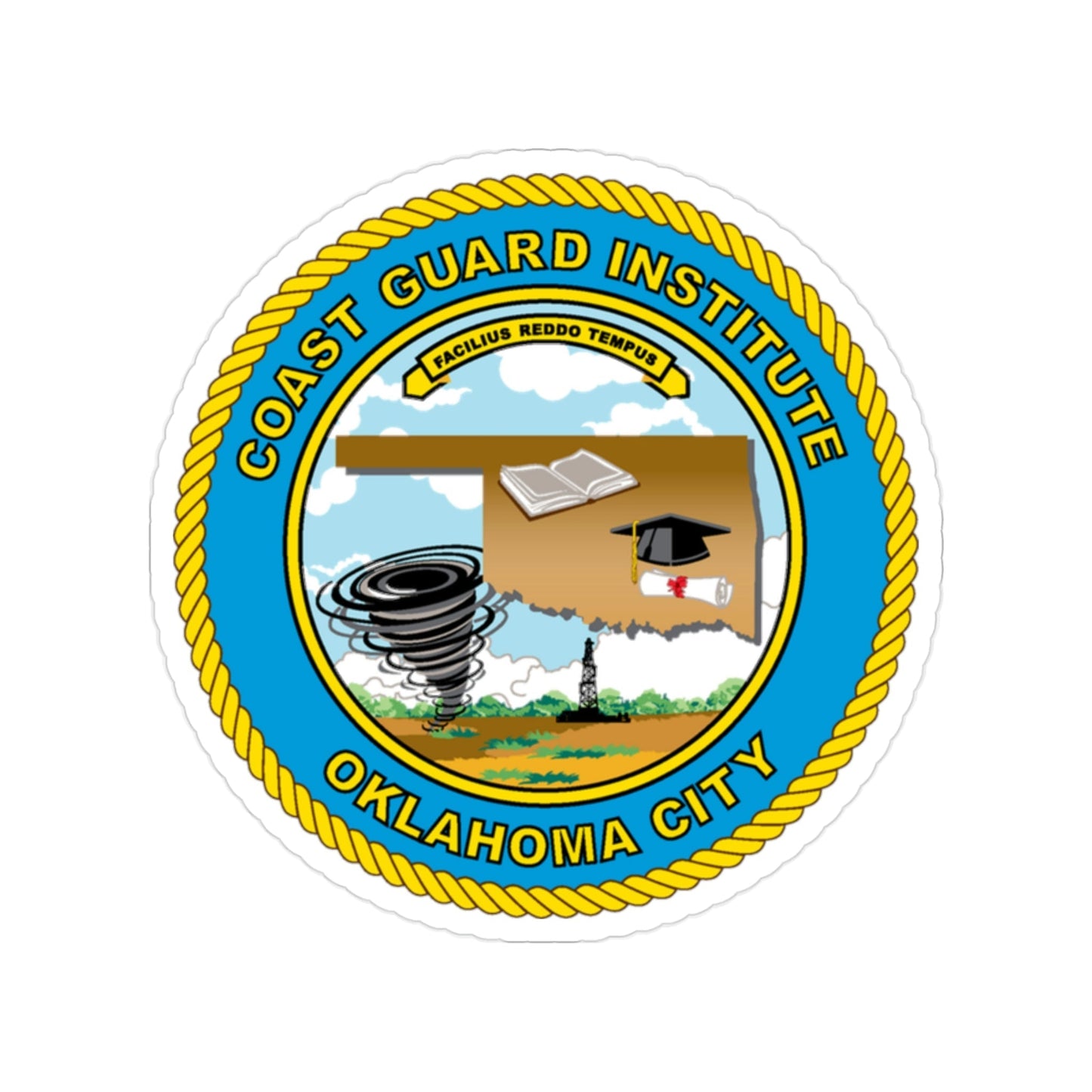 USCG Institute Oklahoma City (U.S. Coast Guard) Transparent STICKER Die-Cut Vinyl Decal-2 Inch-The Sticker Space