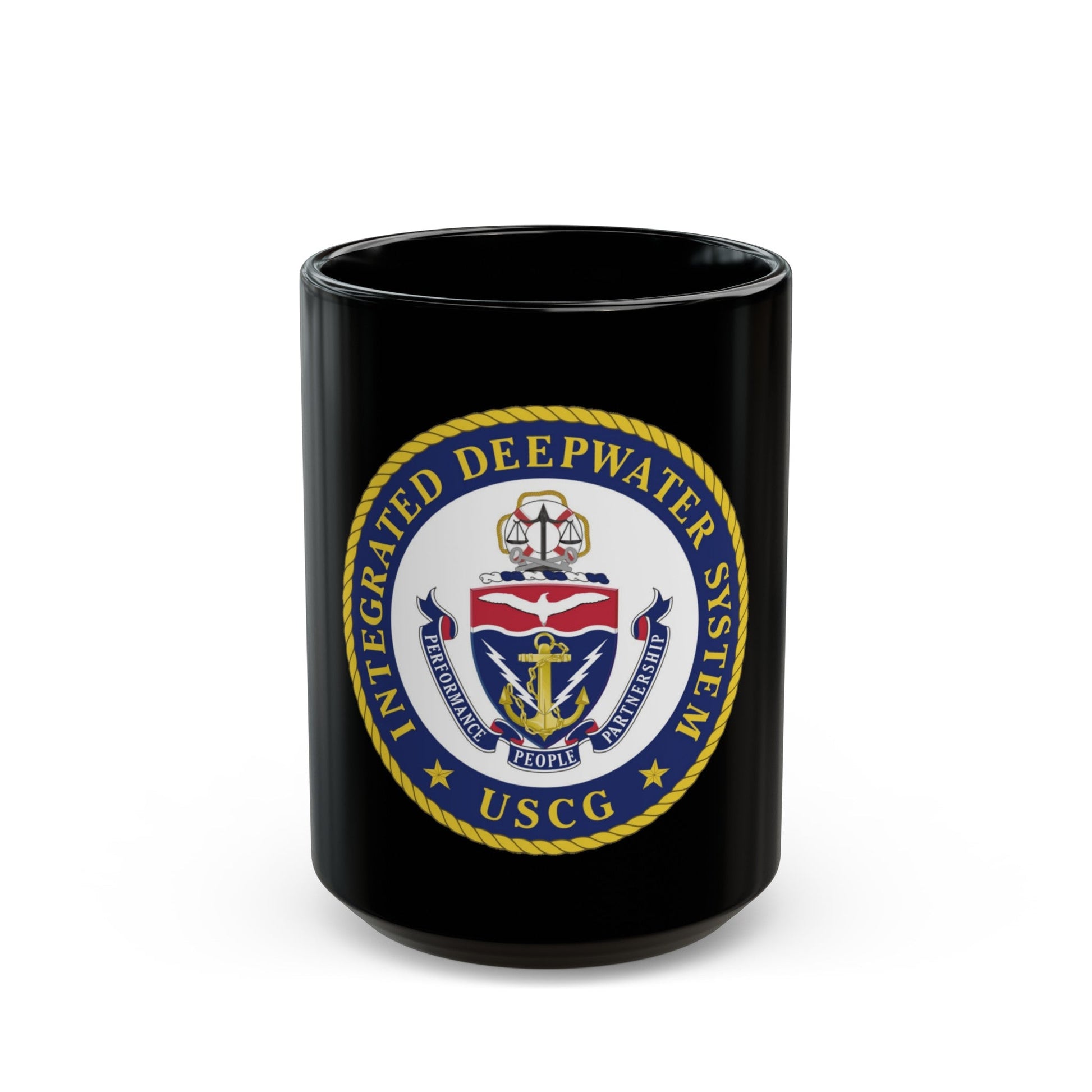 USCG Integrated Deepwater System (U.S. Coast Guard) Black Coffee Mug-15oz-The Sticker Space