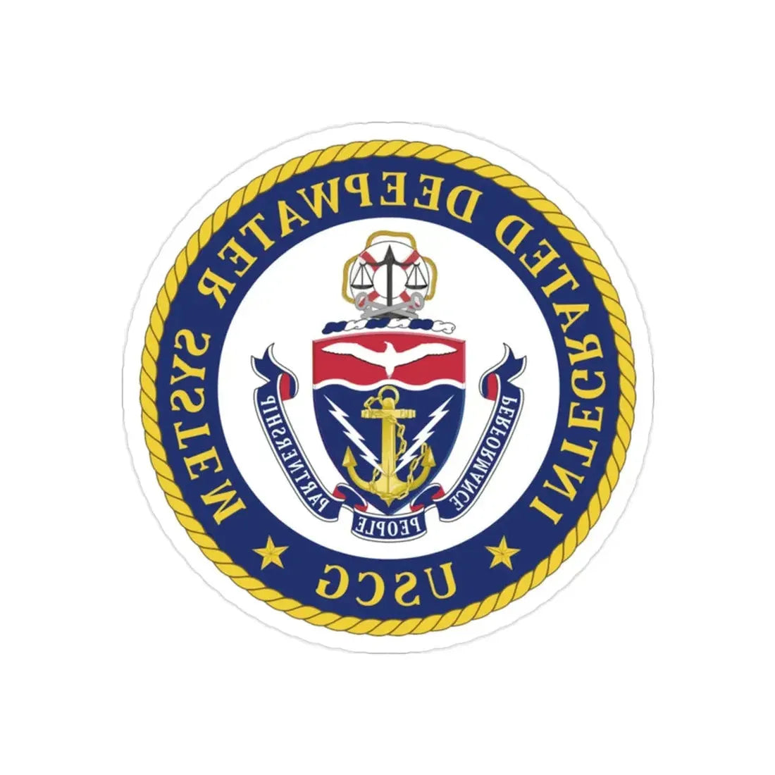 USCG Integrated Deepwater System (U.S. Coast Guard) REVERSE PRINT Transparent Die-Cut STICKER 2 Inch Die-Cut Transparent - The Sticker Space