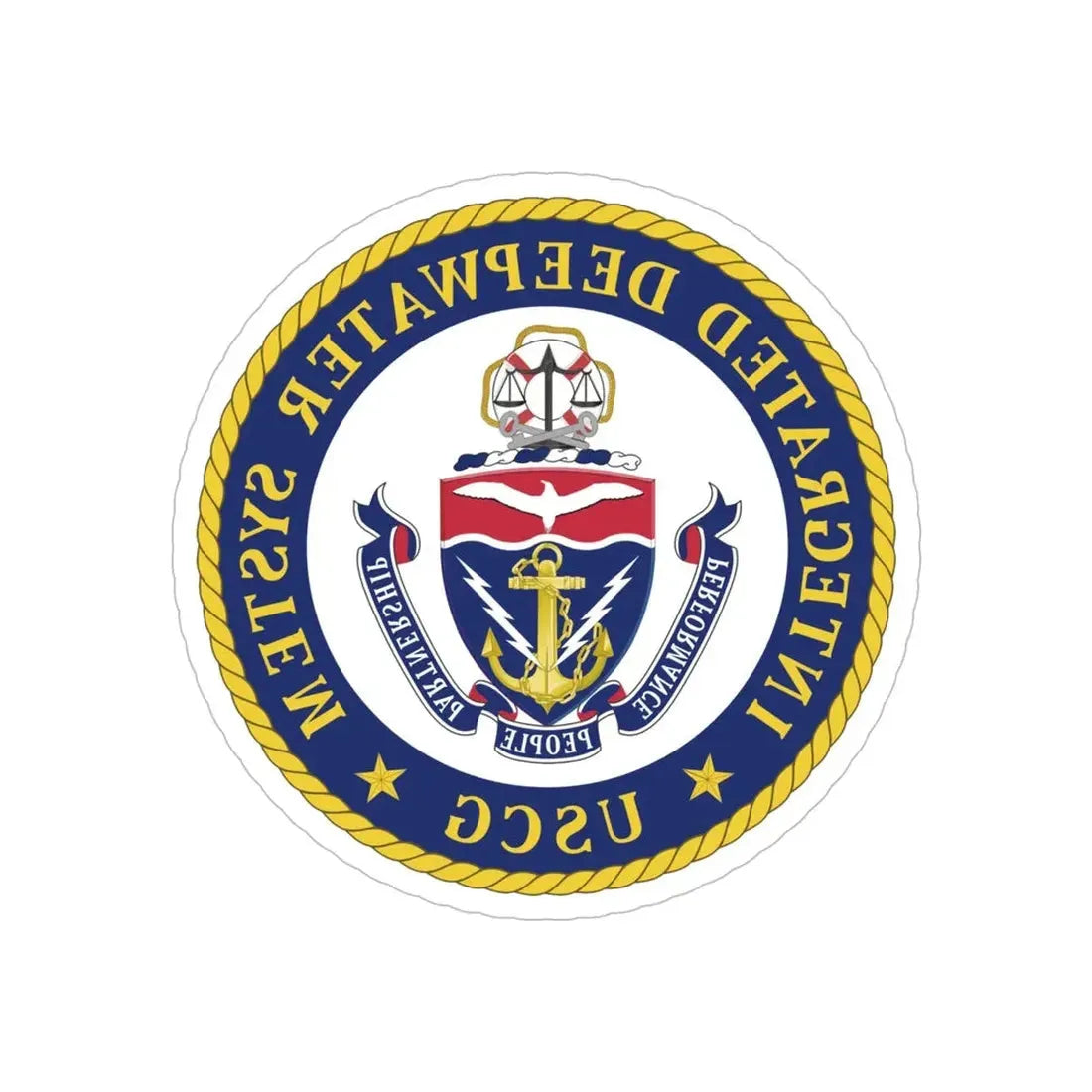USCG Integrated Deepwater System (U.S. Coast Guard) REVERSE PRINT Transparent Die-Cut STICKER 5 Inch Die-Cut Transparent - The Sticker Space