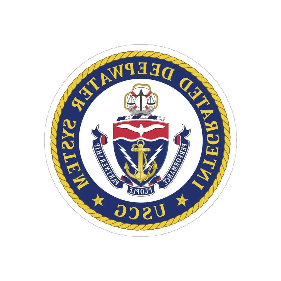 USCG Integrated Deepwater System (U.S. Coast Guard) REVERSE PRINT Transparent Die-Cut STICKER 6 Inch Die-Cut Transparent - The Sticker Space