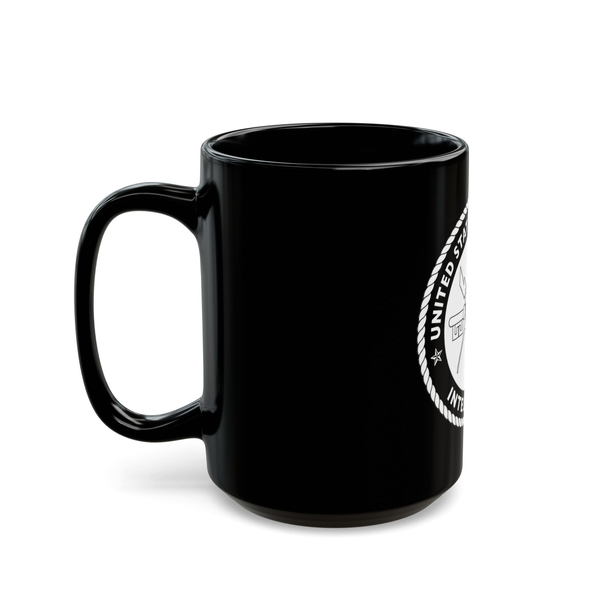 USCG Intelligence 1 color (U.S. Coast Guard) Black Coffee Mug-The Sticker Space