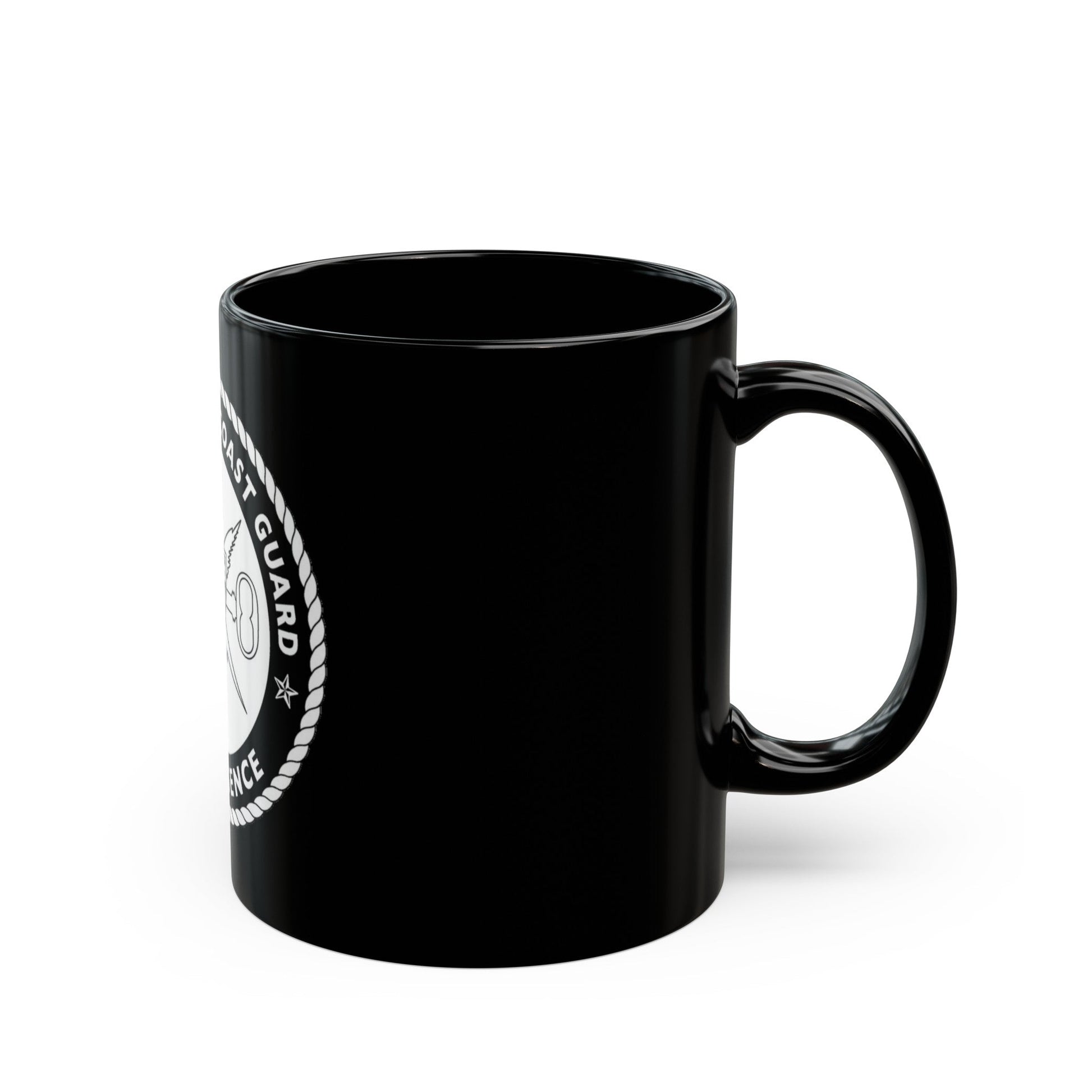 USCG Intelligence 1 color (U.S. Coast Guard) Black Coffee Mug-The Sticker Space