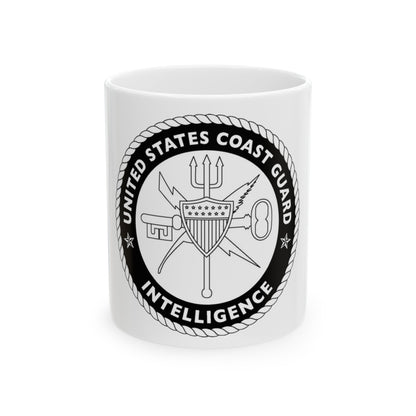 USCG Intelligence 1 color (U.S. Coast Guard) White Coffee Mug-11oz-The Sticker Space