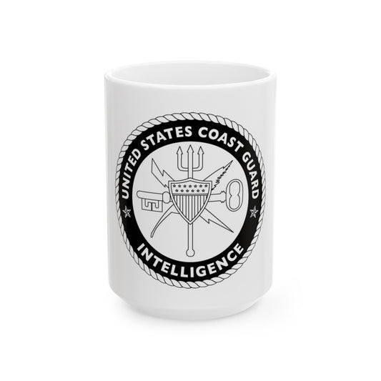 USCG Intelligence 1 color (U.S. Coast Guard) White Coffee Mug-15oz-The Sticker Space