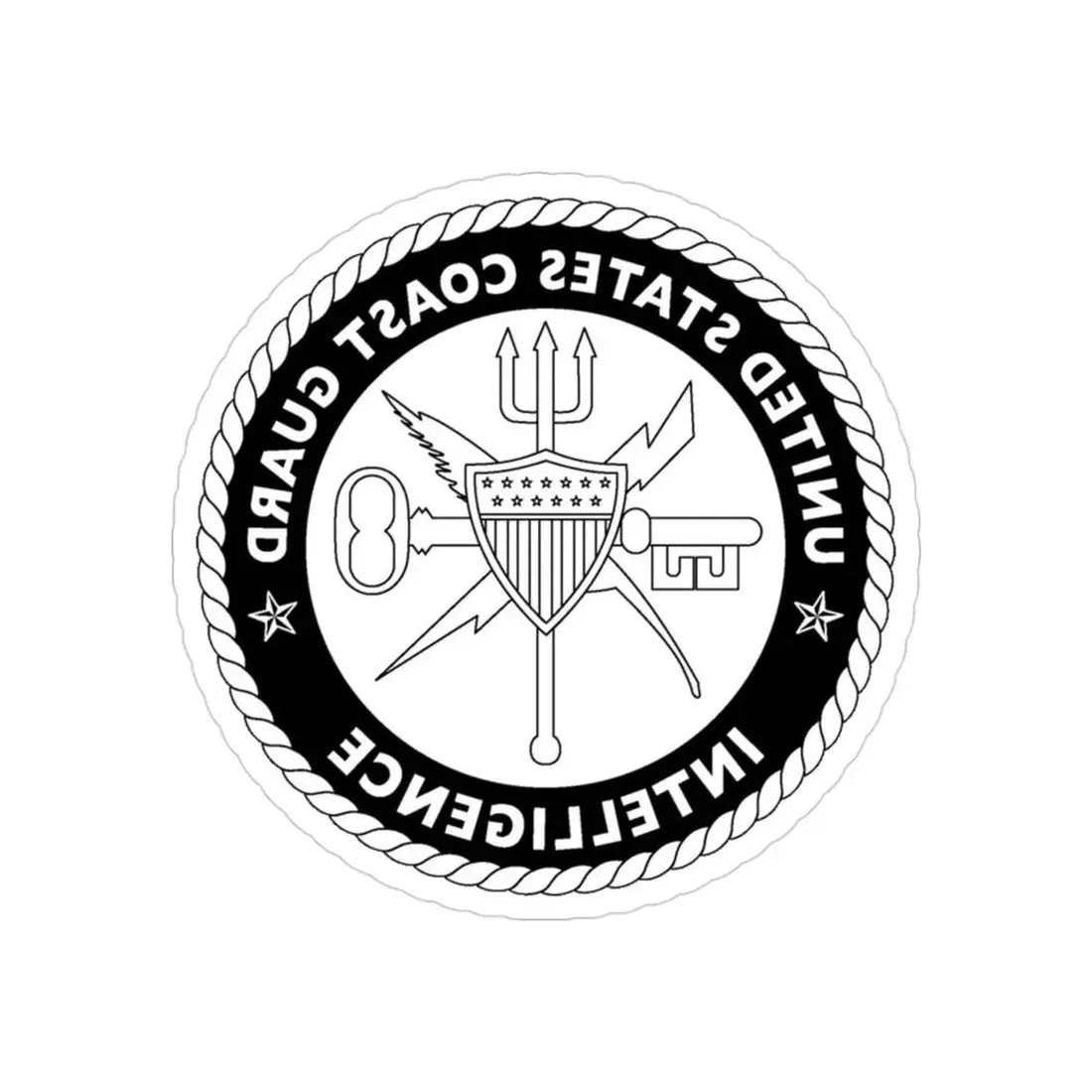 USCG Intelligence 1 color (U.S. Coast Guard) REVERSE PRINT Transparent Die-Cut STICKER 3 Inch Die-Cut Transparent - The Sticker Space