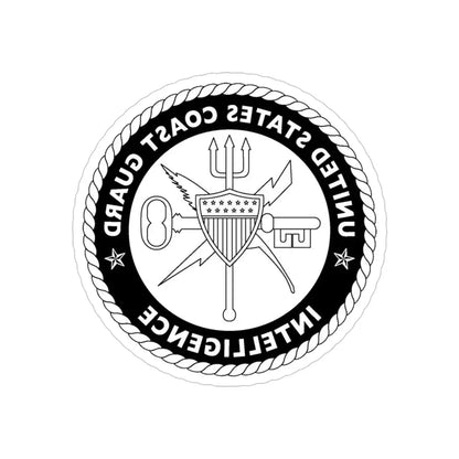 USCG Intelligence 1 color (U.S. Coast Guard) REVERSE PRINT Transparent Die-Cut STICKER 4 Inch Die-Cut Transparent - The Sticker Space