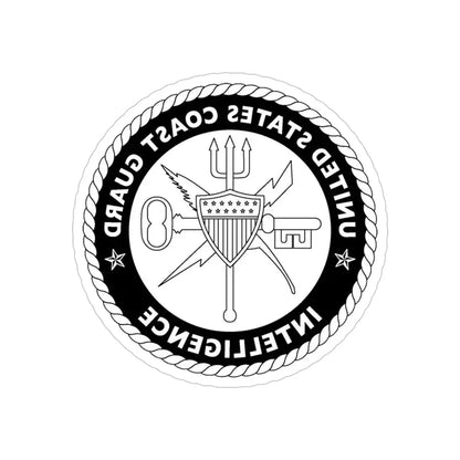 USCG Intelligence 1 color (U.S. Coast Guard) REVERSE PRINT Transparent Die-Cut STICKER 5 Inch Die-Cut Transparent - The Sticker Space
