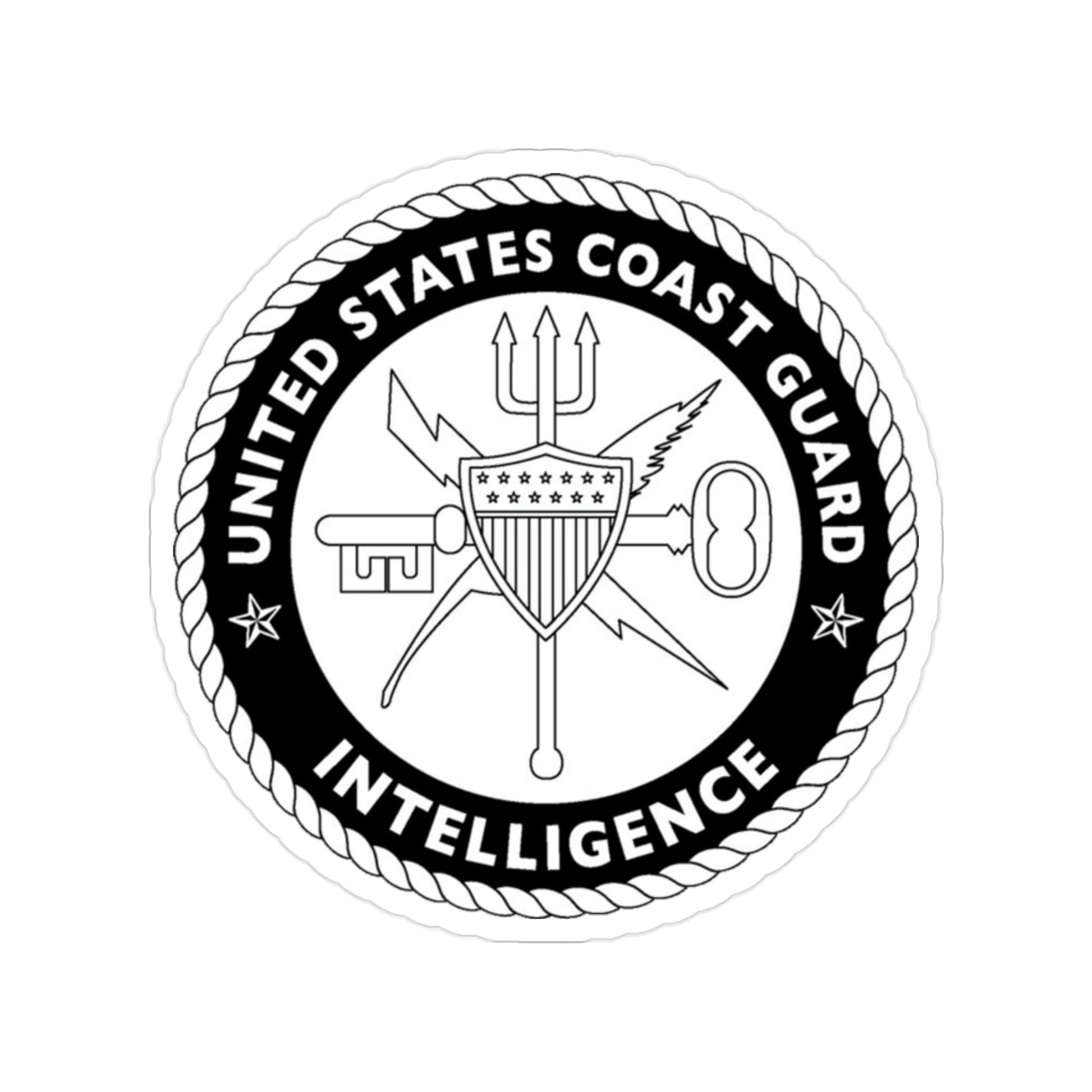 USCG Intelligence BW (U.S. Coast Guard) Transparent STICKER Die-Cut Vinyl Decal-2 Inch-The Sticker Space