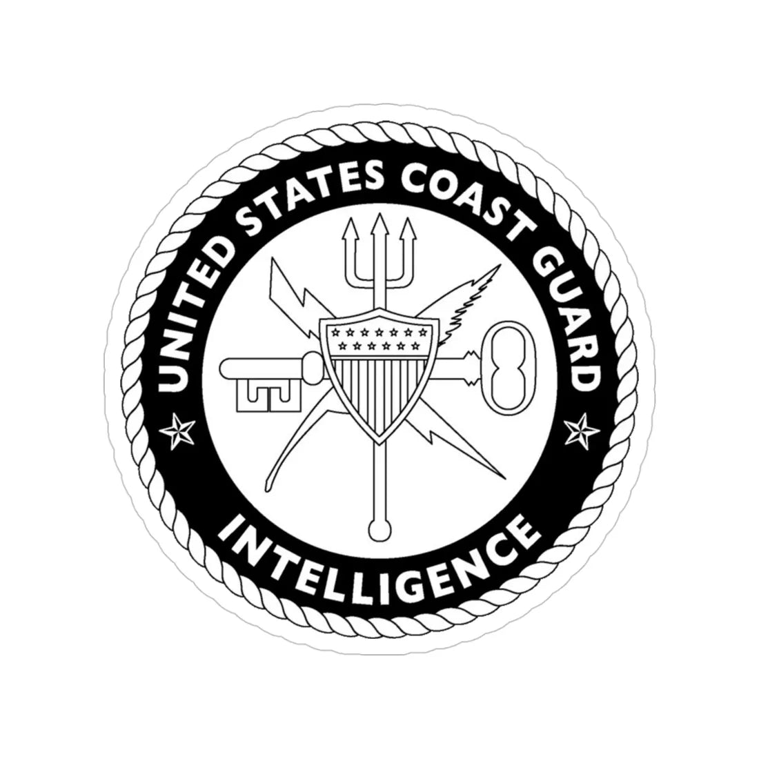 USCG Intelligence BW (U.S. Coast Guard) Transparent STICKER Die-Cut Vinyl Decal 4 Inch - The Sticker Space