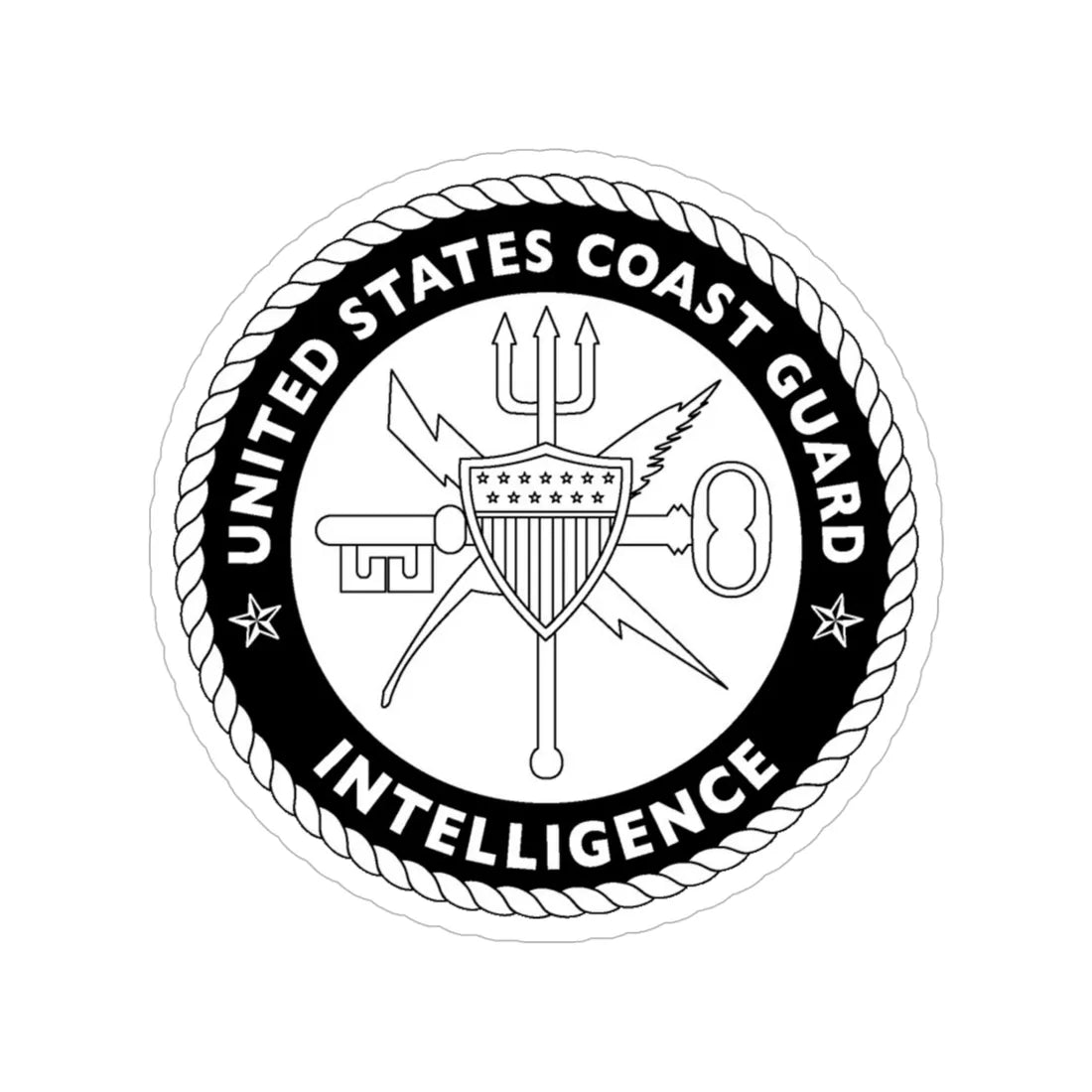 USCG Intelligence BW (U.S. Coast Guard) Transparent STICKER Die-Cut Vinyl Decal 5 Inch - The Sticker Space