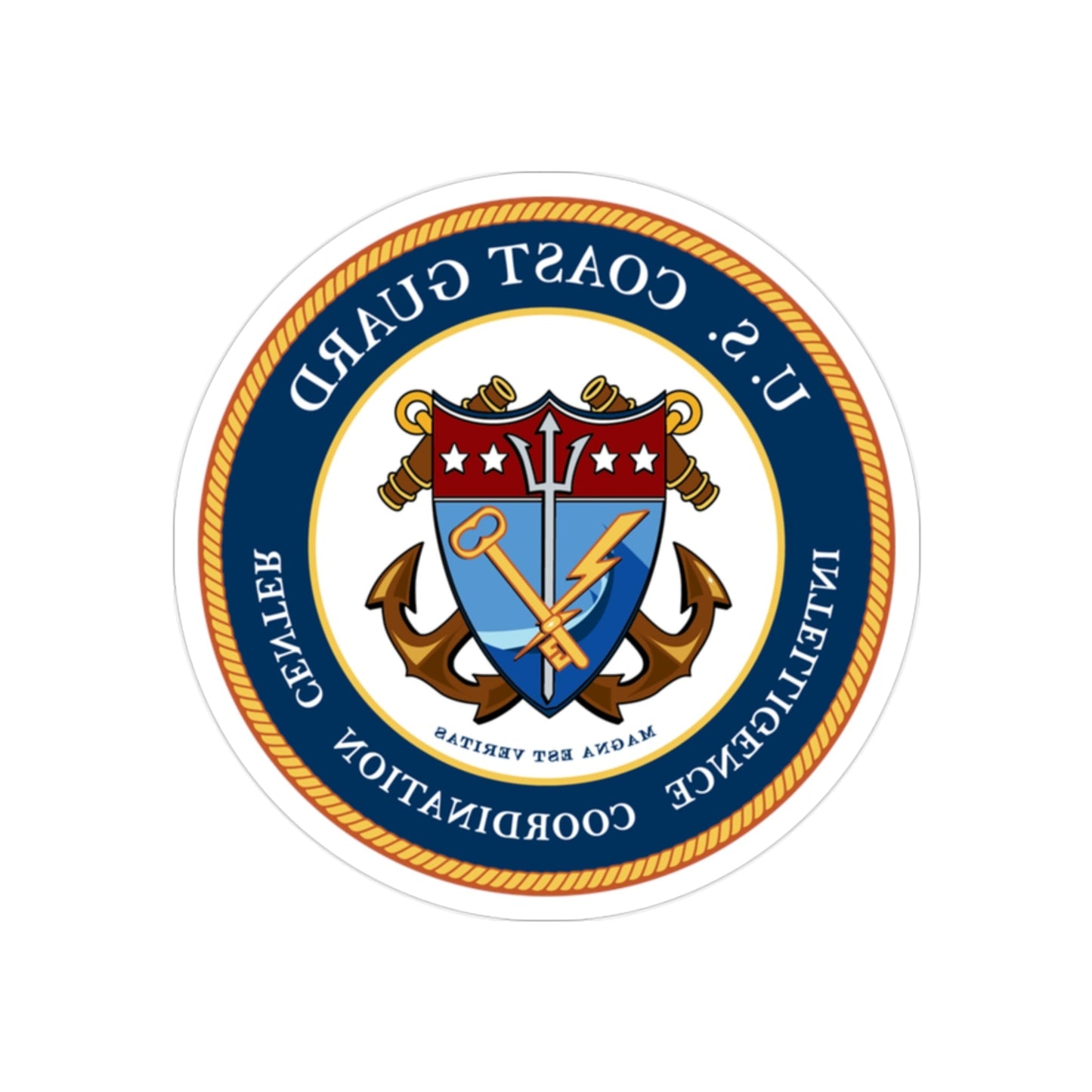 USCG Intelligence Coordination Center (U.S. Coast Guard) REVERSE PRINT Transparent STICKER-2 Inch-The Sticker Space