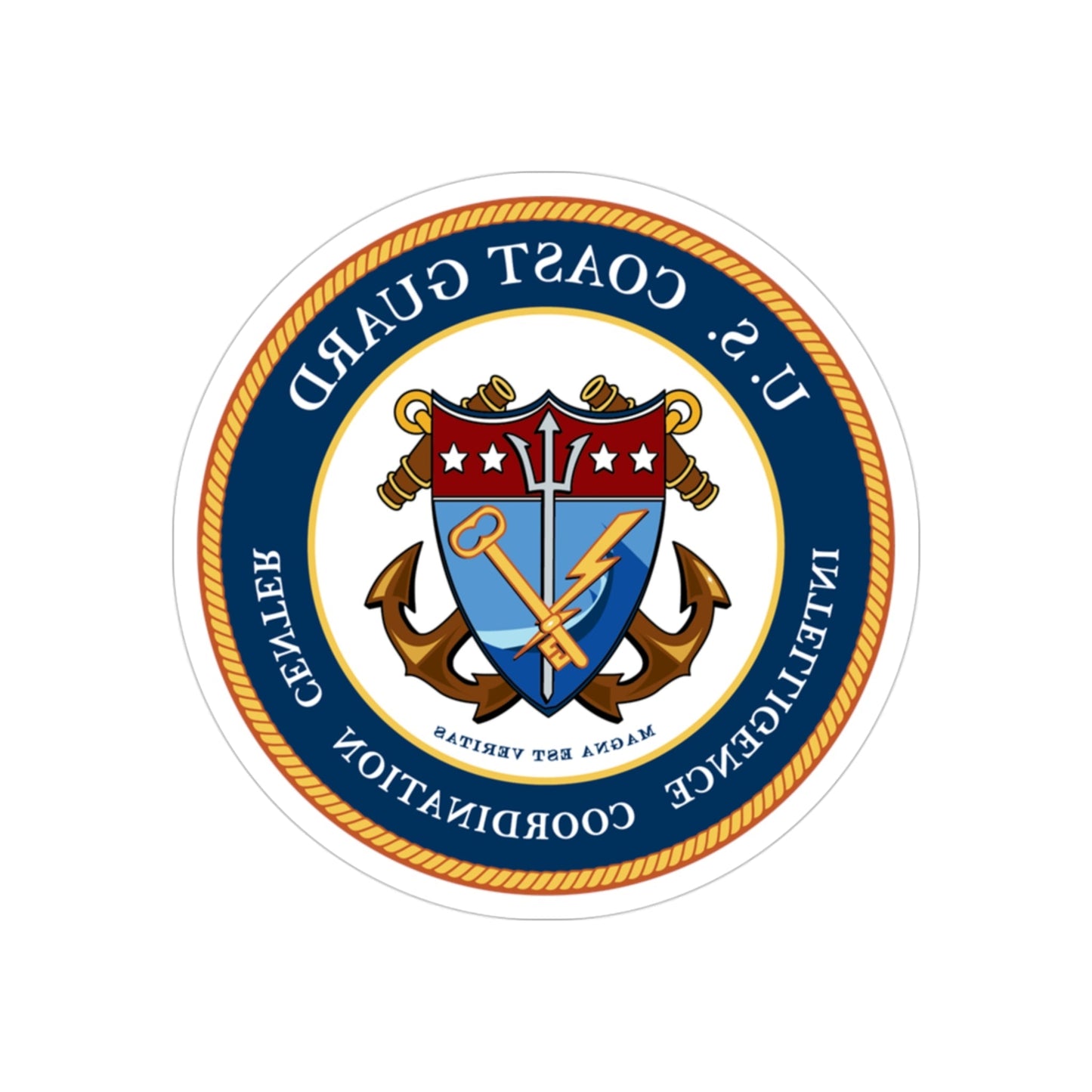 USCG Intelligence Coordination Center (U.S. Coast Guard) REVERSE PRINT Transparent STICKER-3 Inch-The Sticker Space