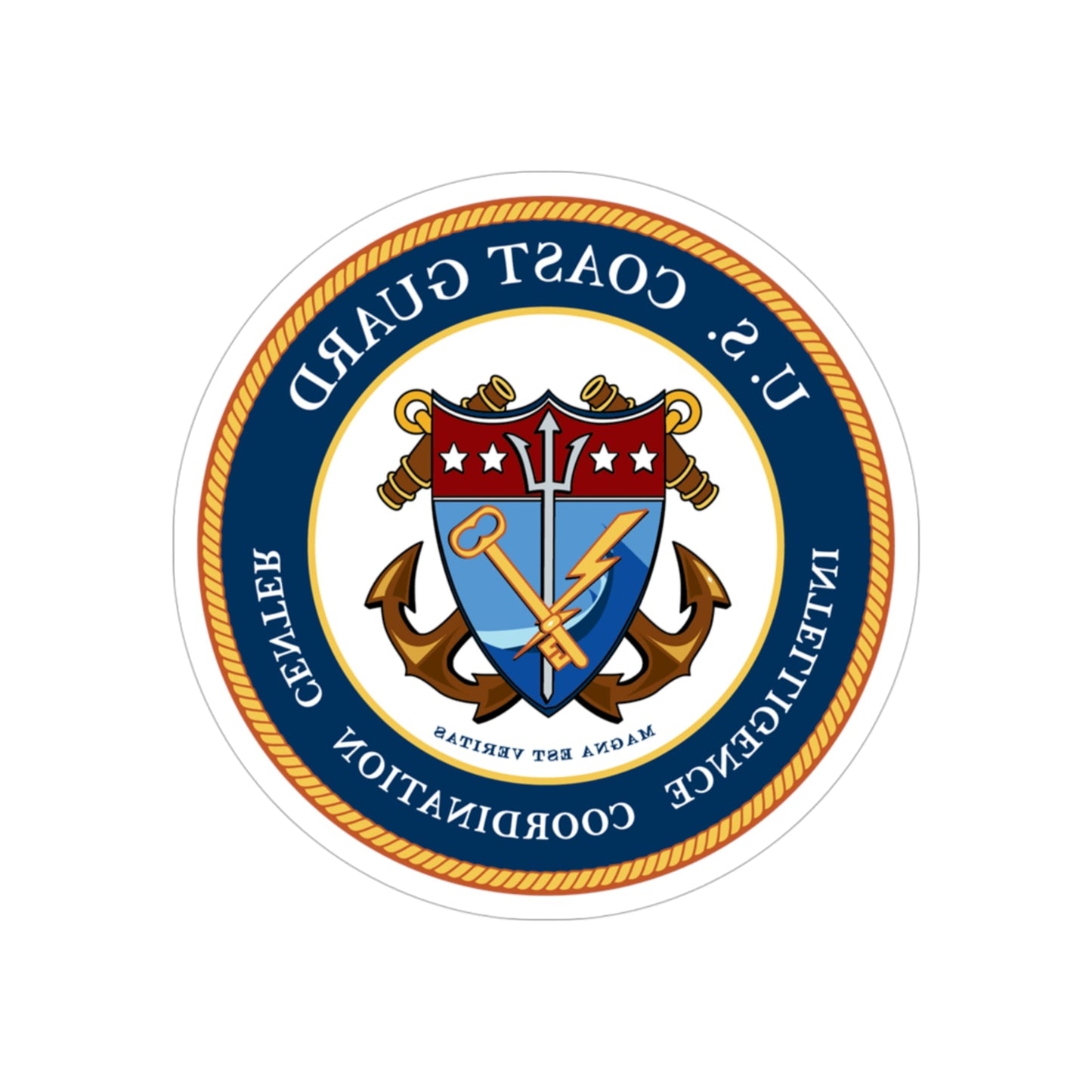 USCG Intelligence Coordination Center (U.S. Coast Guard) REVERSE PRINT Transparent STICKER-4 Inch-The Sticker Space