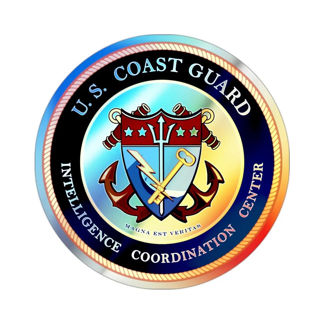 USCG Intelligence Coordination Center (U.S. Coast Guard) Holographic STICKER Die-Cut Vinyl Decal 2 Inch Holographic - The Sticker Space