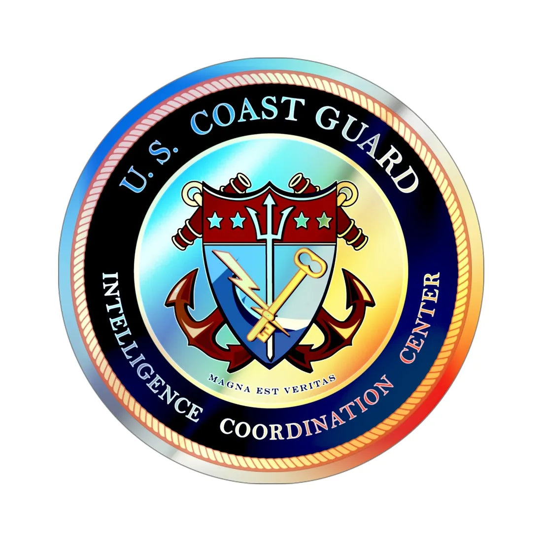 USCG Intelligence Coordination Center (U.S. Coast Guard) Holographic STICKER Die-Cut Vinyl Decal 6 Inch Holographic - The Sticker Space