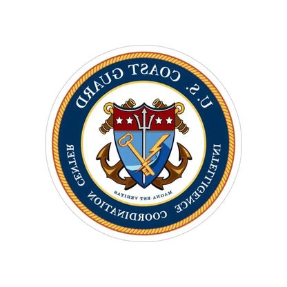 USCG Intelligence Coordination Center (U.S. Coast Guard) REVERSE PRINT Transparent Die-Cut STICKER 5 Inch Die-Cut Transparent - The Sticker Space