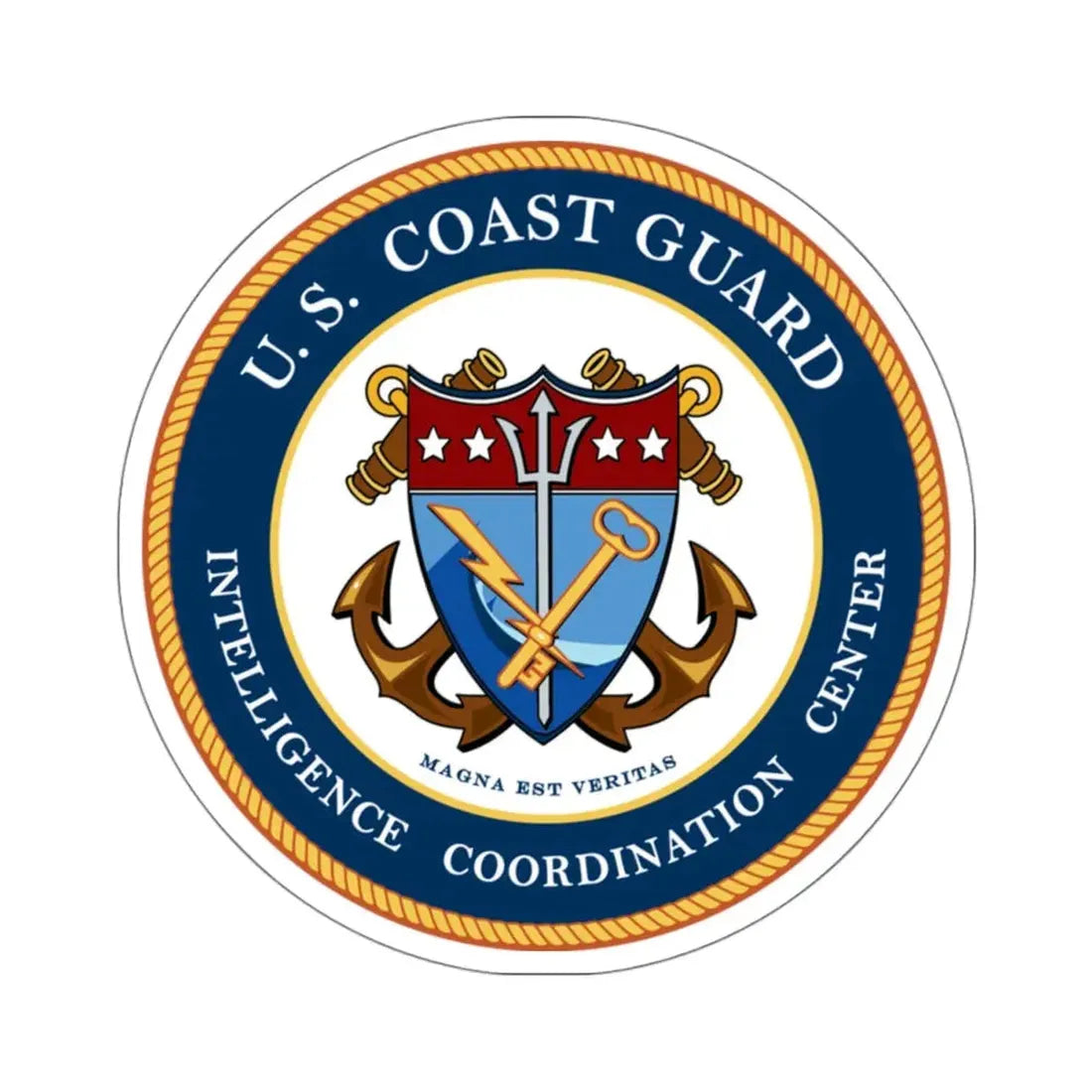USCG Intelligence Coordination Center (U.S. Coast Guard) STICKER Vinyl Kiss-Cut Decal 4 Inch White - The Sticker Space
