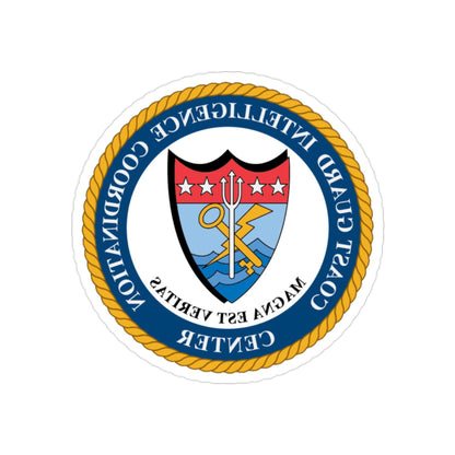 USCG Intelligence Coordination Ctr (U.S. Coast Guard) REVERSE PRINT Transparent STICKER-2" × 2"-The Sticker Space