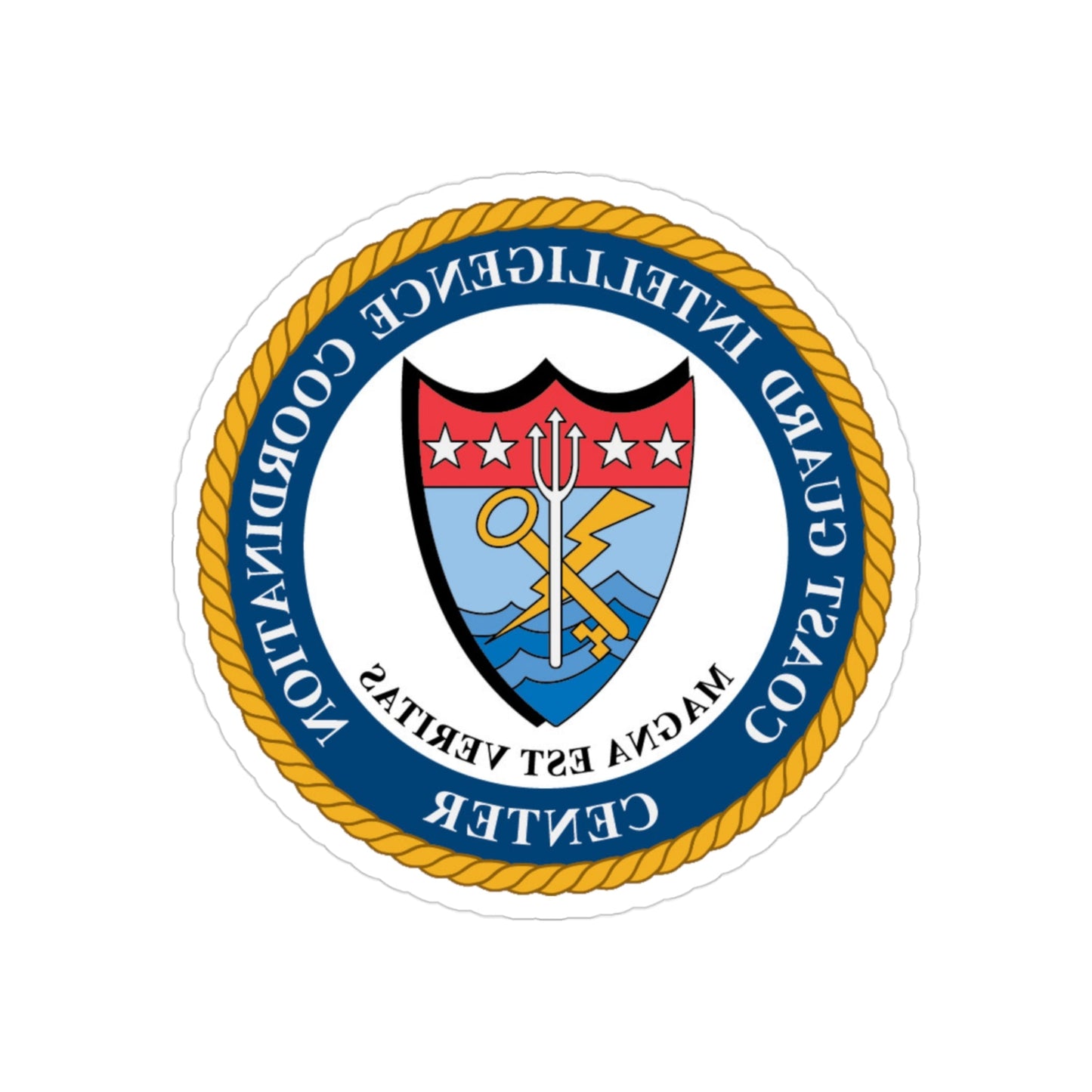 USCG Intelligence Coordination Ctr (U.S. Coast Guard) REVERSE PRINT Transparent STICKER-3" × 3"-The Sticker Space