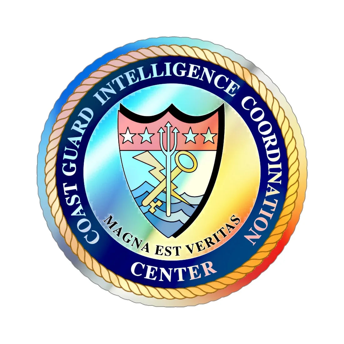 USCG Intelligence Coordination Ctr (U.S. Coast Guard) Holographic STICKER Die-Cut Vinyl Decal 4 Inch Holographic - The Sticker Space