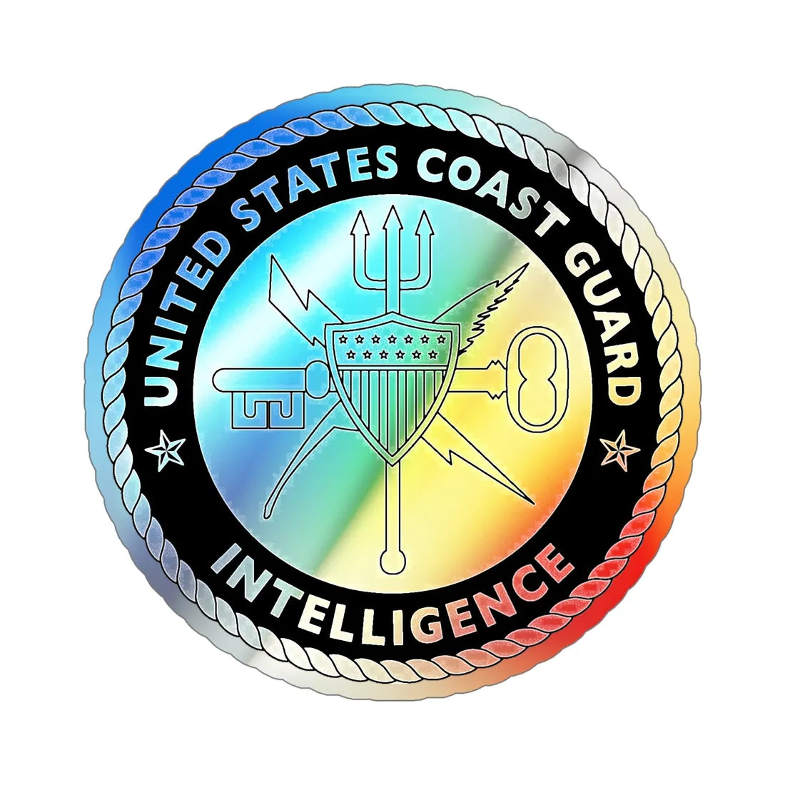 USCG Intelligence (U.S. Coast Guard) Holographic STICKER Die-Cut Vinyl Decal 6 Inch Holographic - The Sticker Space