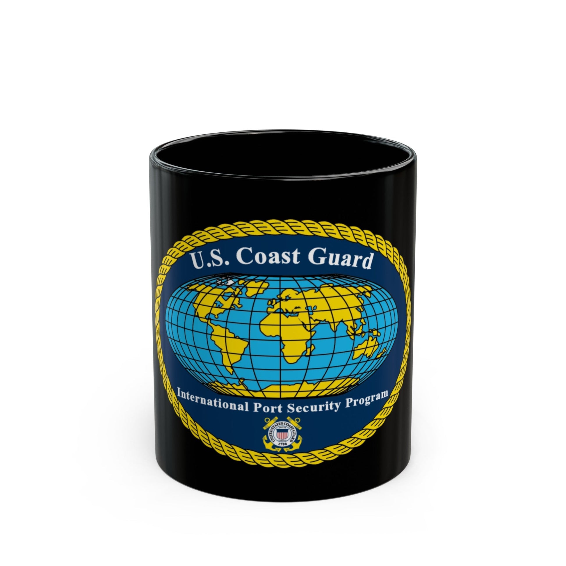 USCG International Port Security Program (U.S. Coast Guard) Black Coffee Mug-11oz-The Sticker Space