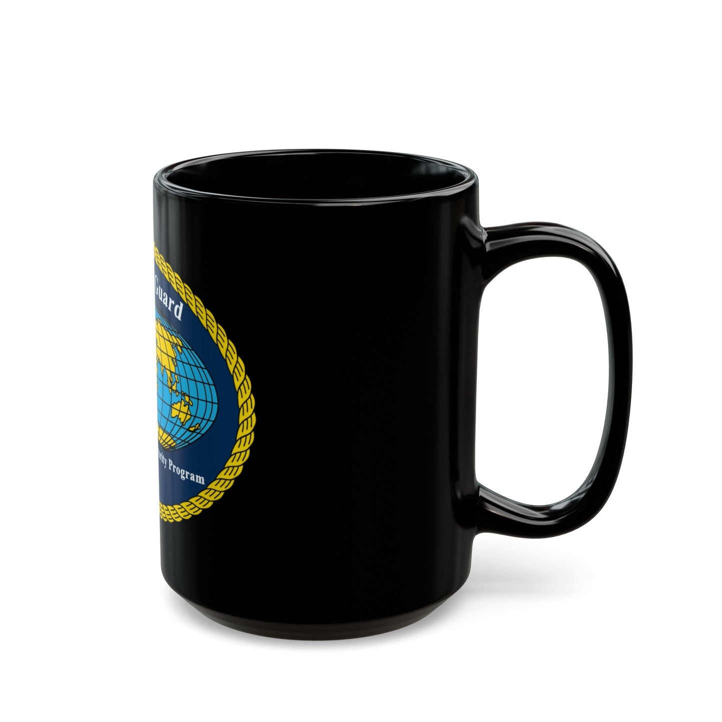 USCG International Port Security Program (U.S. Coast Guard) Black Coffee Mug-The Sticker Space
