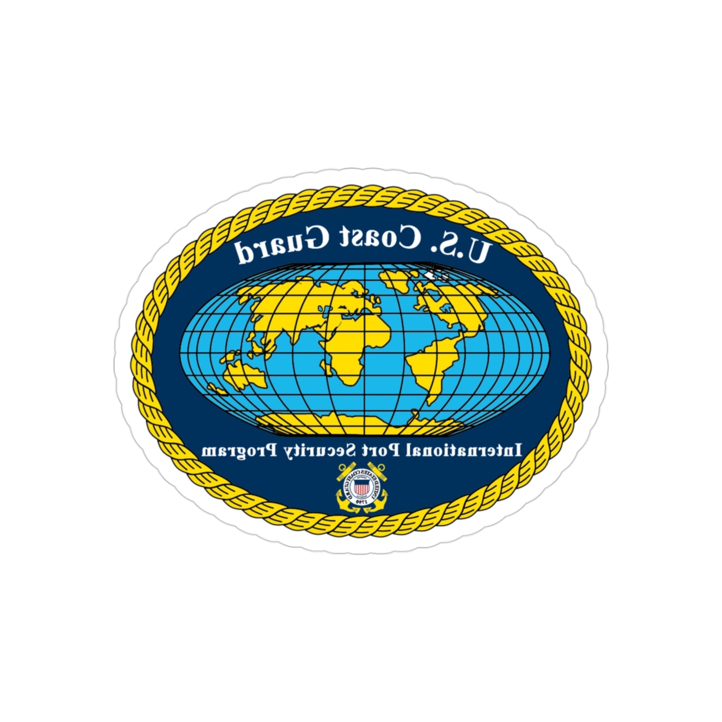 USCG International Port Security Program (U.S. Coast Guard) REVERSE PRINT Transparent STICKER-3" × 3"-The Sticker Space