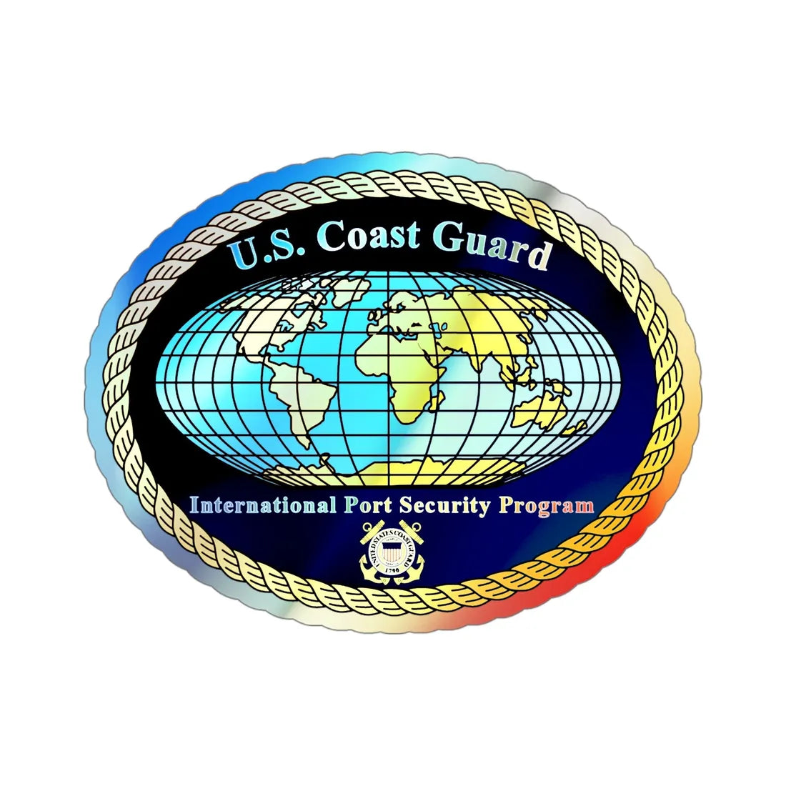 USCG International Port Security Program (U.S. Coast Guard) Holographic STICKER Die-Cut Vinyl Decal 4 Inch Holographic - The Sticker Space