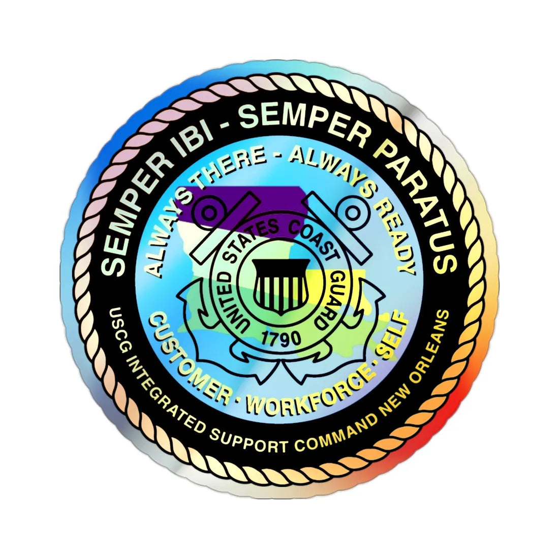 USCG ISC New Orleans (U.S. Coast Guard) Holographic STICKER Die-Cut Vinyl Decal 2 Inch Holographic - The Sticker Space