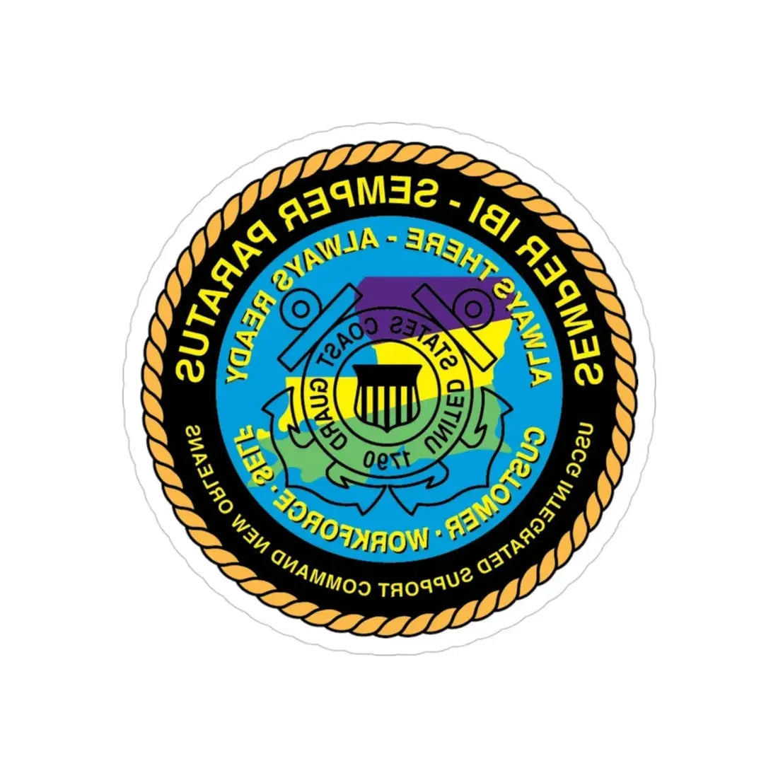 USCG ISC New Orleans (U.S. Coast Guard) REVERSE PRINT Transparent Die-Cut STICKER 3 Inch Die-Cut Transparent - The Sticker Space