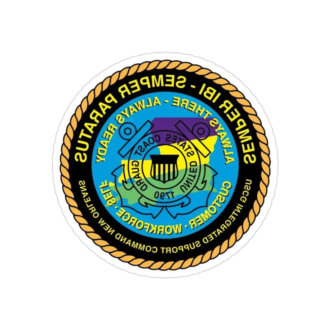 USCG ISC New Orleans (U.S. Coast Guard) REVERSE PRINT Transparent Die-Cut STICKER 4 Inch Die-Cut Transparent - The Sticker Space