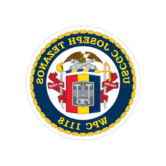 USCG Joseph Tezanos WPC 1118 (U.S. Coast Guard) REVERSE PRINT Transparent STICKER-2" × 2"-The Sticker Space