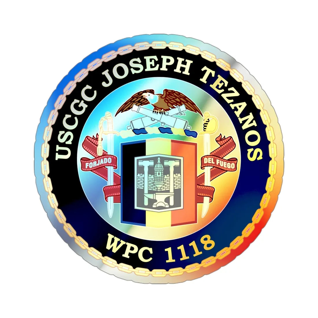 USCG Joseph Tezanos WPC 1118 (U.S. Coast Guard) Holographic STICKER Die-Cut Vinyl Decal 3 Inch Holographic - The Sticker Space