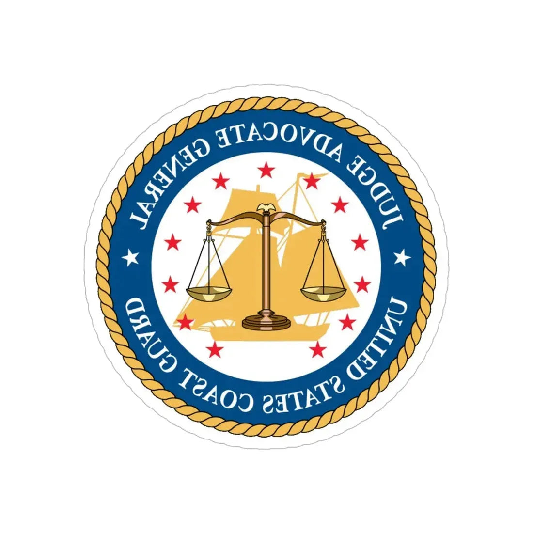 USCG Judge Advocate General (U.S. Coast Guard) REVERSE PRINT Transparent Die-Cut STICKER 5 Inch Die-Cut Transparent - The Sticker Space