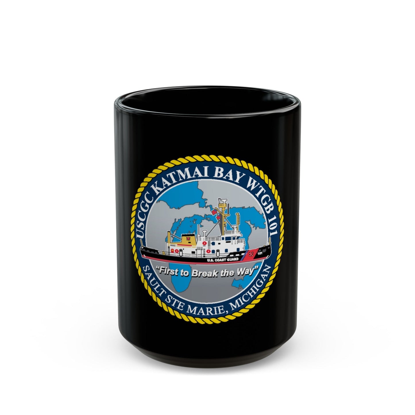 USCG Katmai Bay WTGB 101 (U.S. Coast Guard) Black Coffee Mug-15oz-The Sticker Space